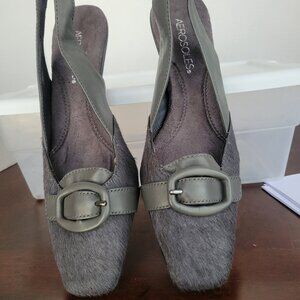 Charcoal Grey Women's Sling Back Pumps